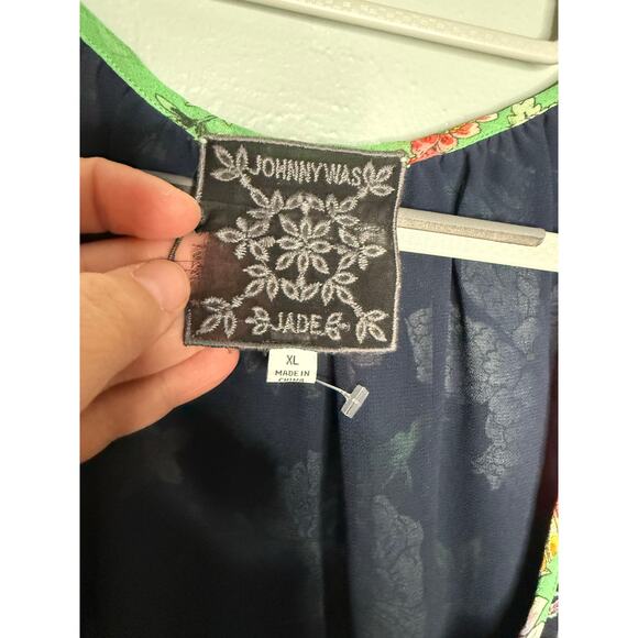 Johnny Was Jade Hortensia Mixed Floral Print Peasant Blouse - Picture 3 of 9